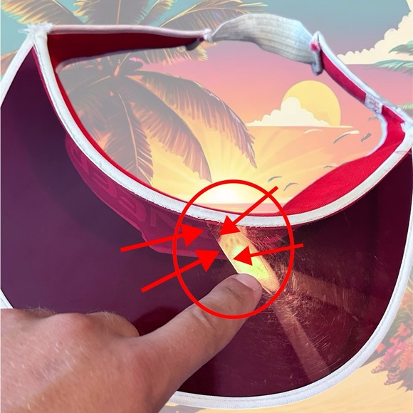 Pioneer Clear Red Plastic Visor Cap - Made In Japan - Picture 8 of 8